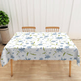 Lofaris Spring Rectangle Tablecloth with Repeating Botanical Plant Patterns for Modern and Greenery Dining Decor